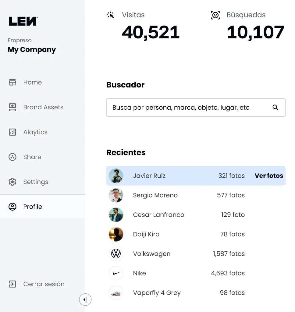 Mockup LEN DAM - Gestión de activos digitales con IA